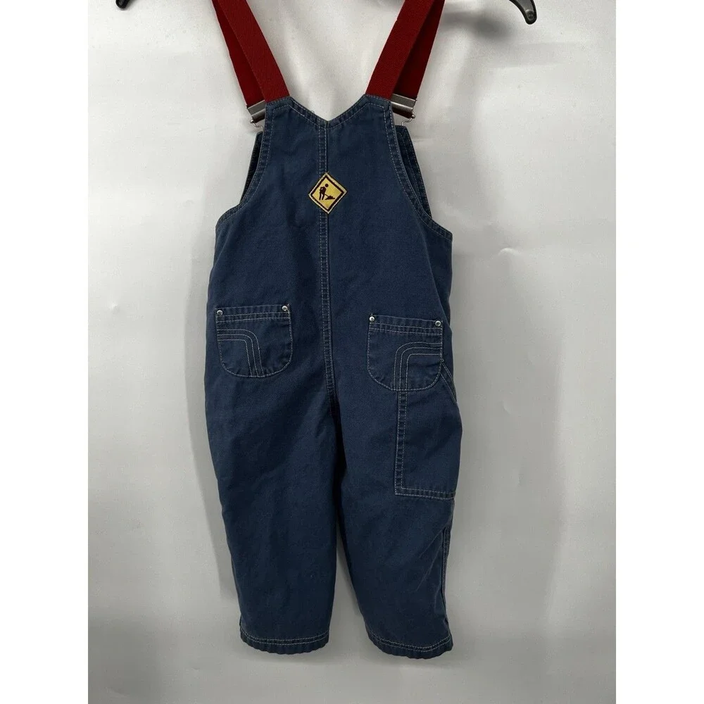Le Top 24 Months Blue Overalls Embroidered Appliqué construction truck boys
